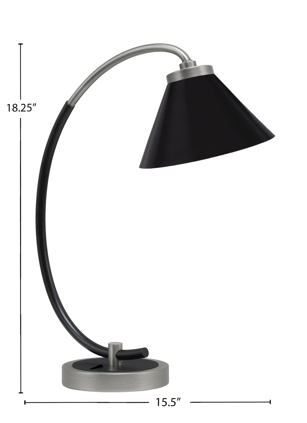 Desk Lamps One Light Desk Lamp in Graphite & Matte Black with 7" Matte Black Cone Metal Shade Shade