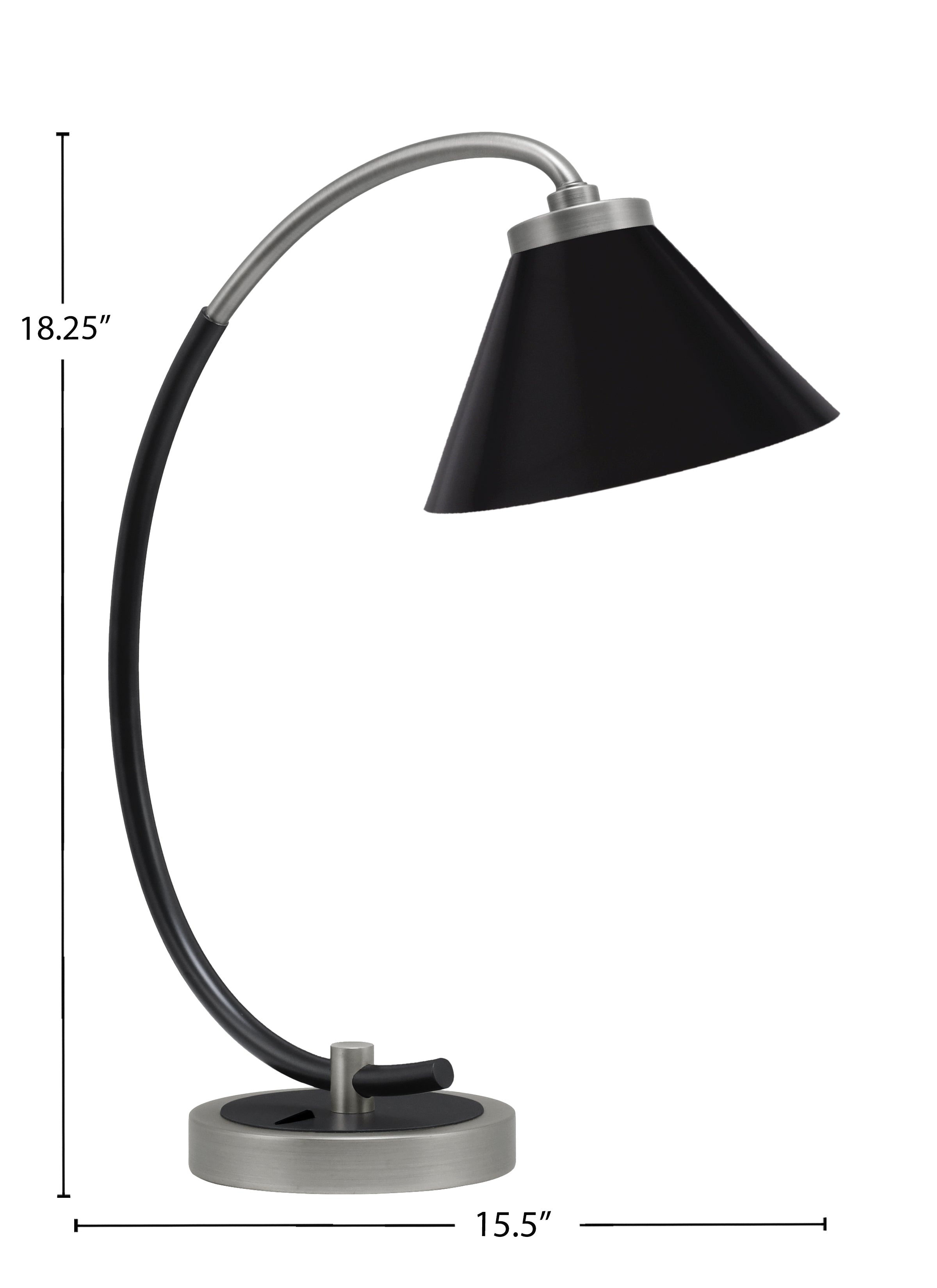 Desk Lamps One Light Desk Lamp in Graphite & Matte Black with 7" Matte Black Cone Metal Shade Shade