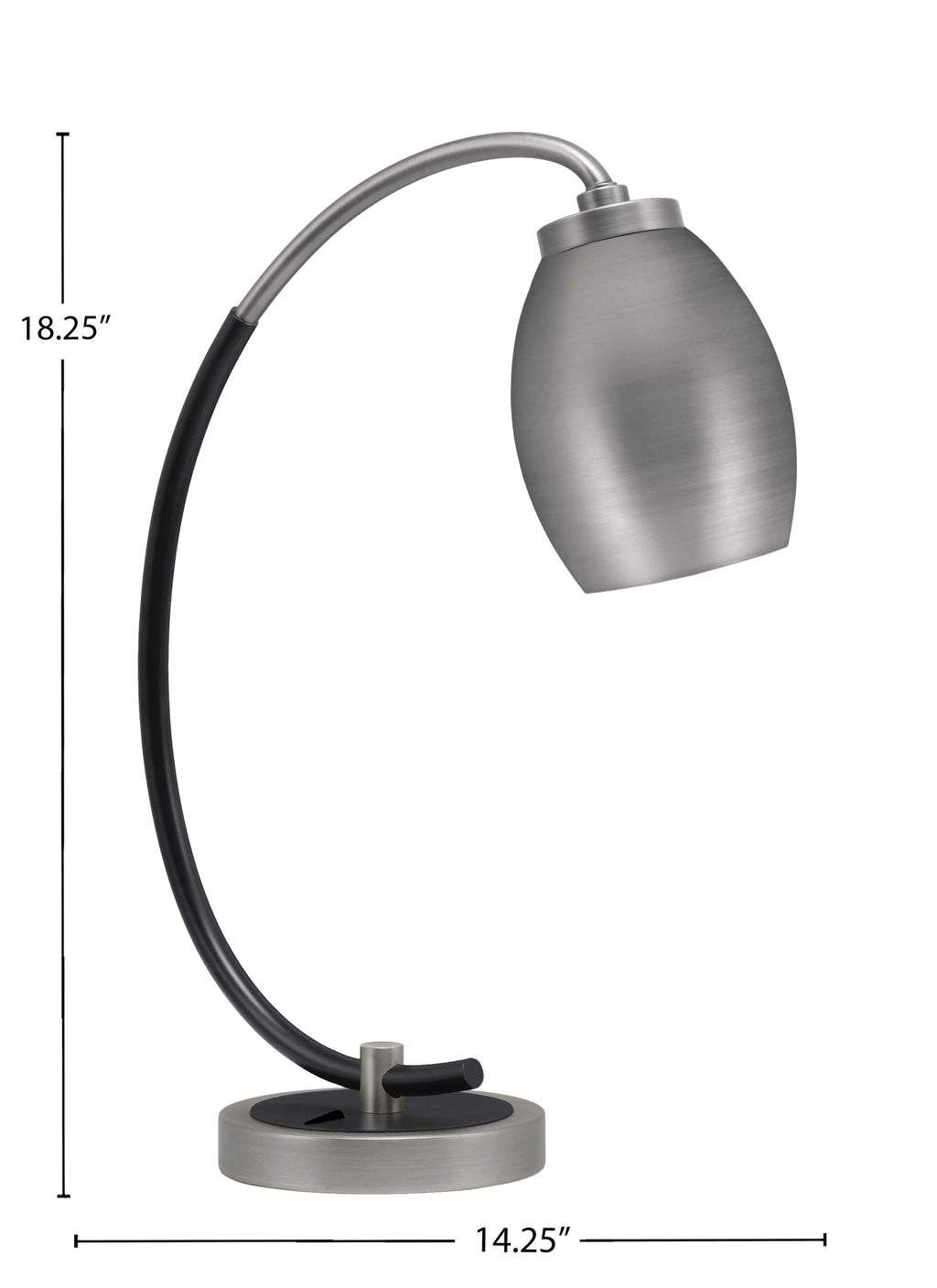 Desk Lamps One Light Desk Lamp in Graphite & Matte Black with 5" Graphite Oval Metal Shade Shade