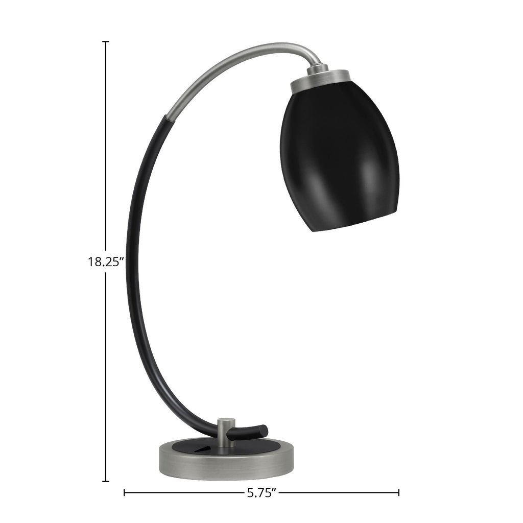 Desk Lamps One Light Desk Lamp in Graphite & Matte Black with 5" Matte Black Oval Metal Shade Shade