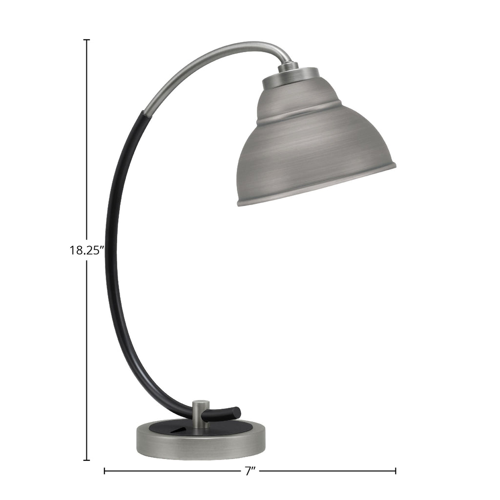 Desk Lamps One Light Desk Lamp in Graphite & Matte Black with 7" Graphite Double Bubble Metal Shade Shade