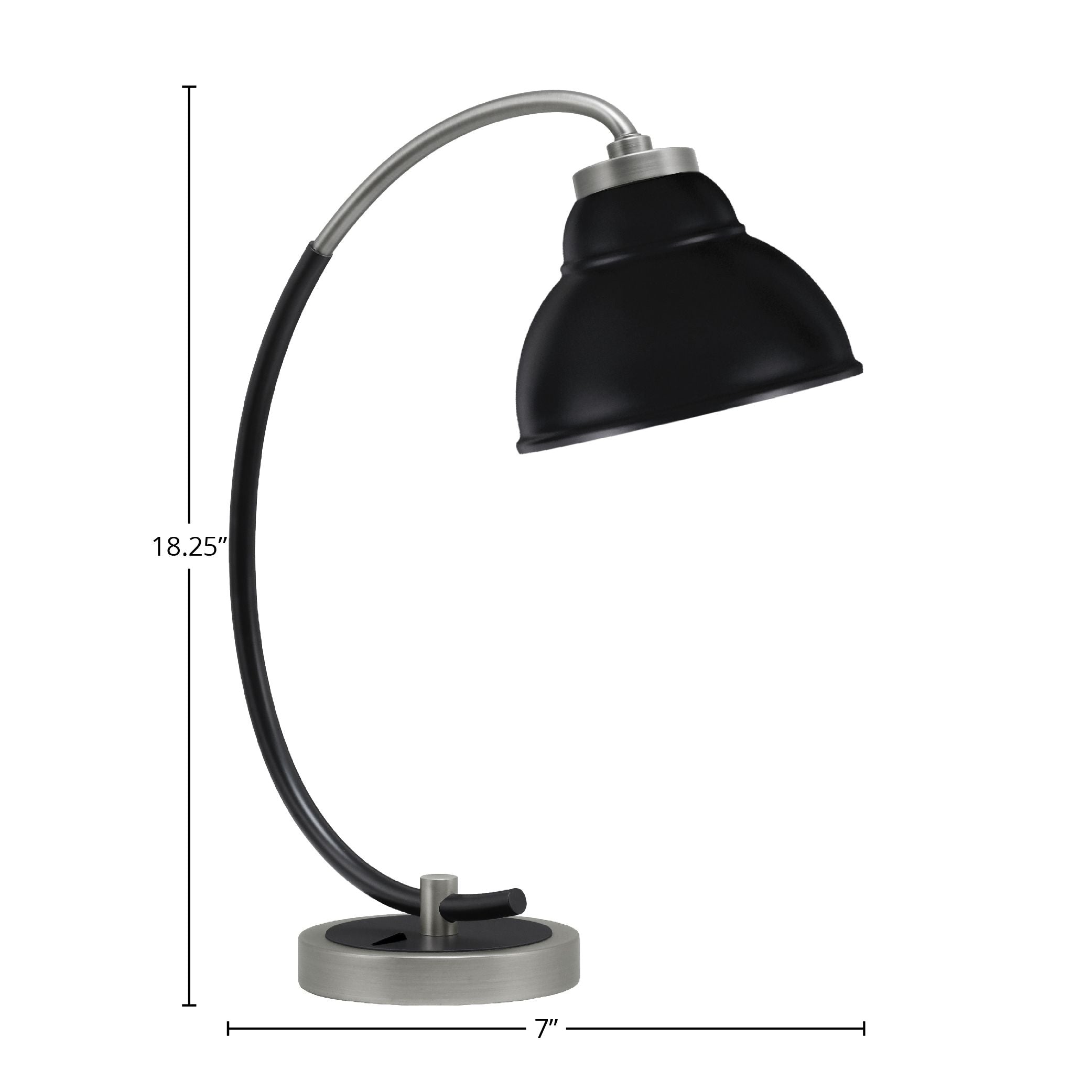 Desk Lamps One Light Desk Lamp in Graphite & Matte Black with 7" Matte Black Double Bubble Metal Shade Shade