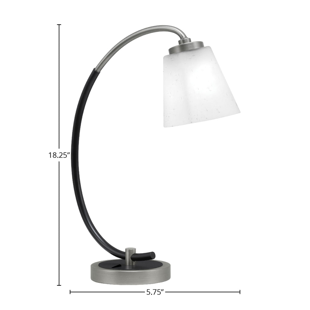 Desk Lamps One Light Desk Lamp in Graphite & Matte Black with 4.5" Square White Muslin Glass Shade