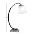Desk Lamps One Light Desk Lamp in Graphite & Matte Black with 4.5" Square White Muslin Glass Shade