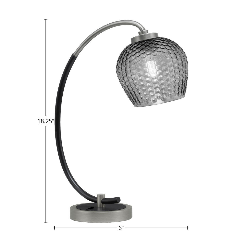 Desk Lamps One Light Desk Lamp in Graphite & Matte Black with 6" Smoke Textured Shade