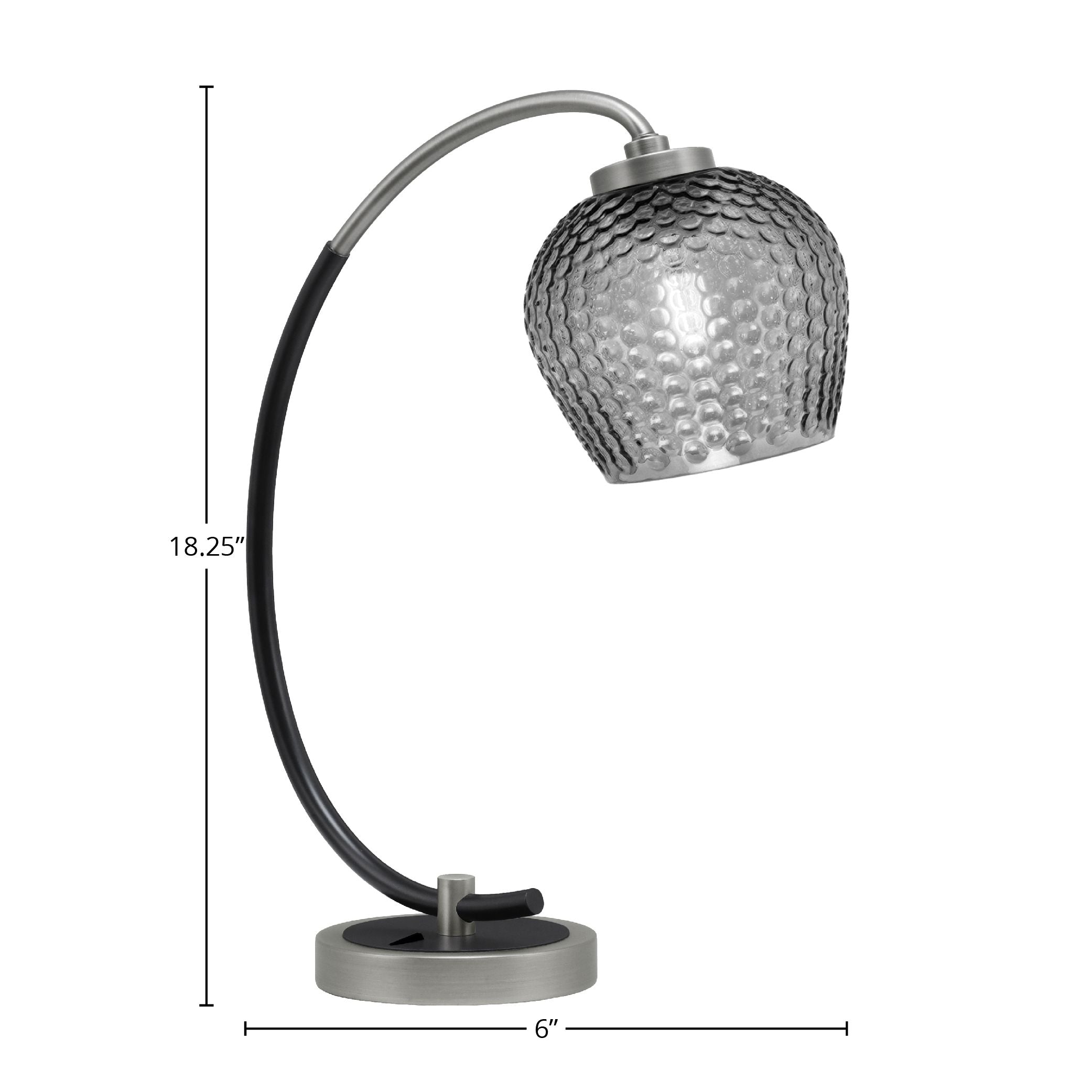 Desk Lamps One Light Desk Lamp in Graphite & Matte Black with 6" Smoke Textured Shade