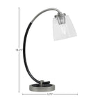 Desk Lamps One Light Desk Lamp in Graphite & Matte Black with 4.5" Square Clear Bubble Glass Shade