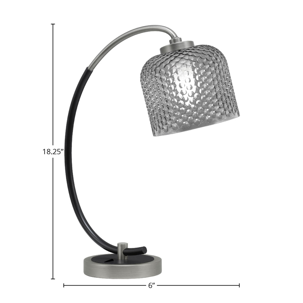Desk Lamps One Light Desk Lamp in Graphite & Matte Black with 6" Smoke Textured Shade