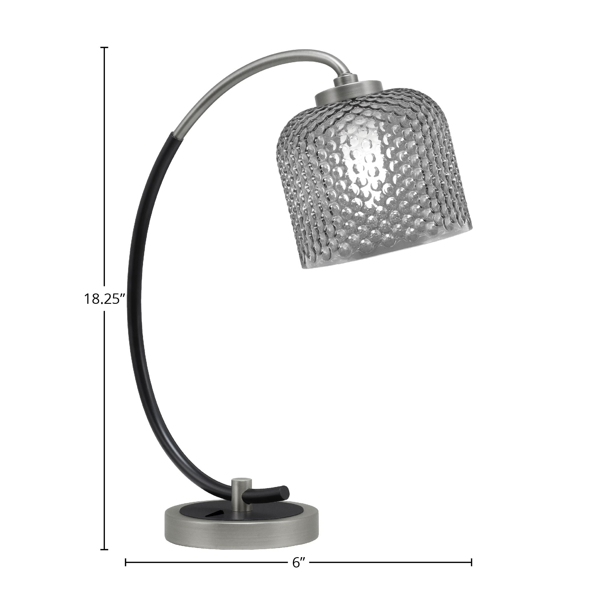 Desk Lamps One Light Desk Lamp in Graphite & Matte Black with 6" Smoke Textured Shade