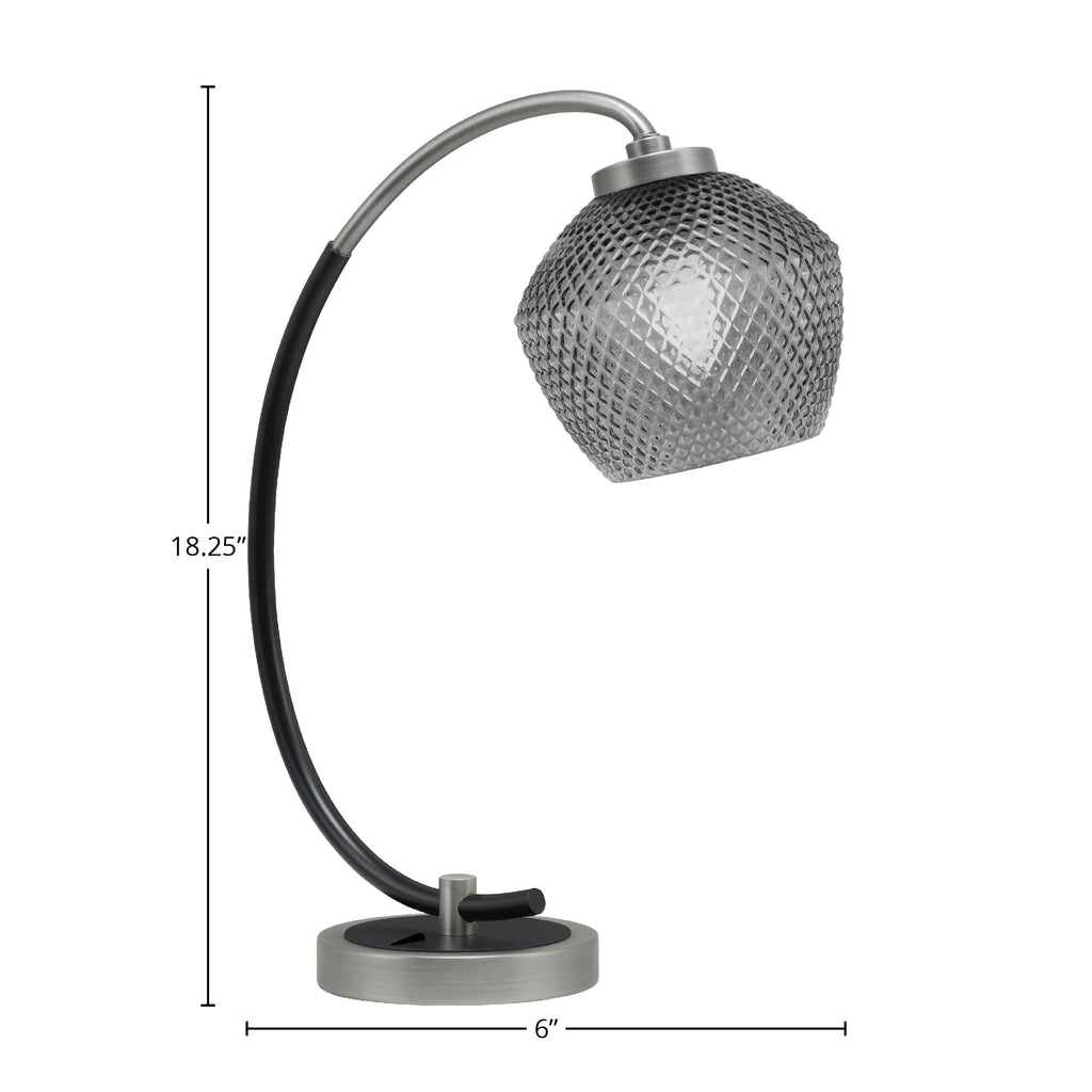 Desk Lamps One Light Desk Lamp in Graphite & Matte Black with 6" Smoke Textured Shade