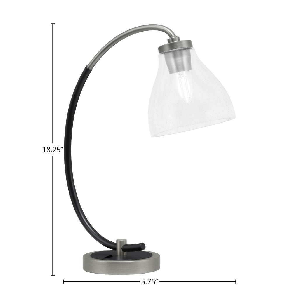 Desk Lamps One Light Desk Lamp in Graphite & Matte Black with 6.25" Clear Bubble Shade