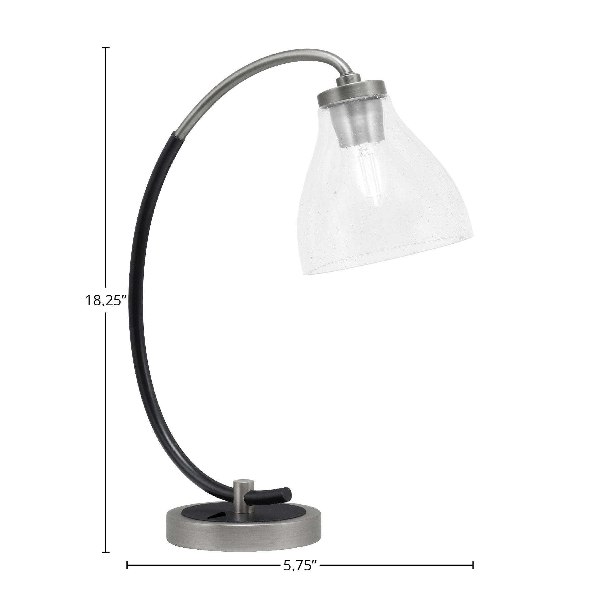 Desk Lamps One Light Desk Lamp in Graphite & Matte Black with 6.25" Clear Bubble Shade