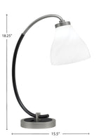 Desk Lamps One Light Desk Lamp in Graphite & Matte Black with 6.25" White Marble Shade