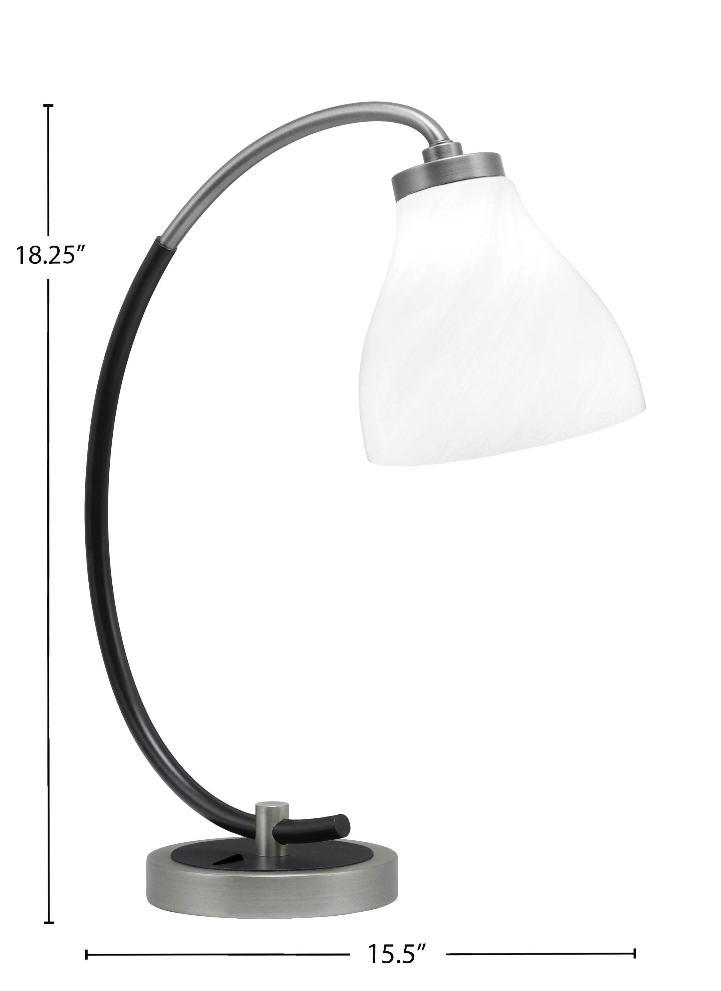 Desk Lamps One Light Desk Lamp in Graphite & Matte Black with 6.25" White Marble Shade