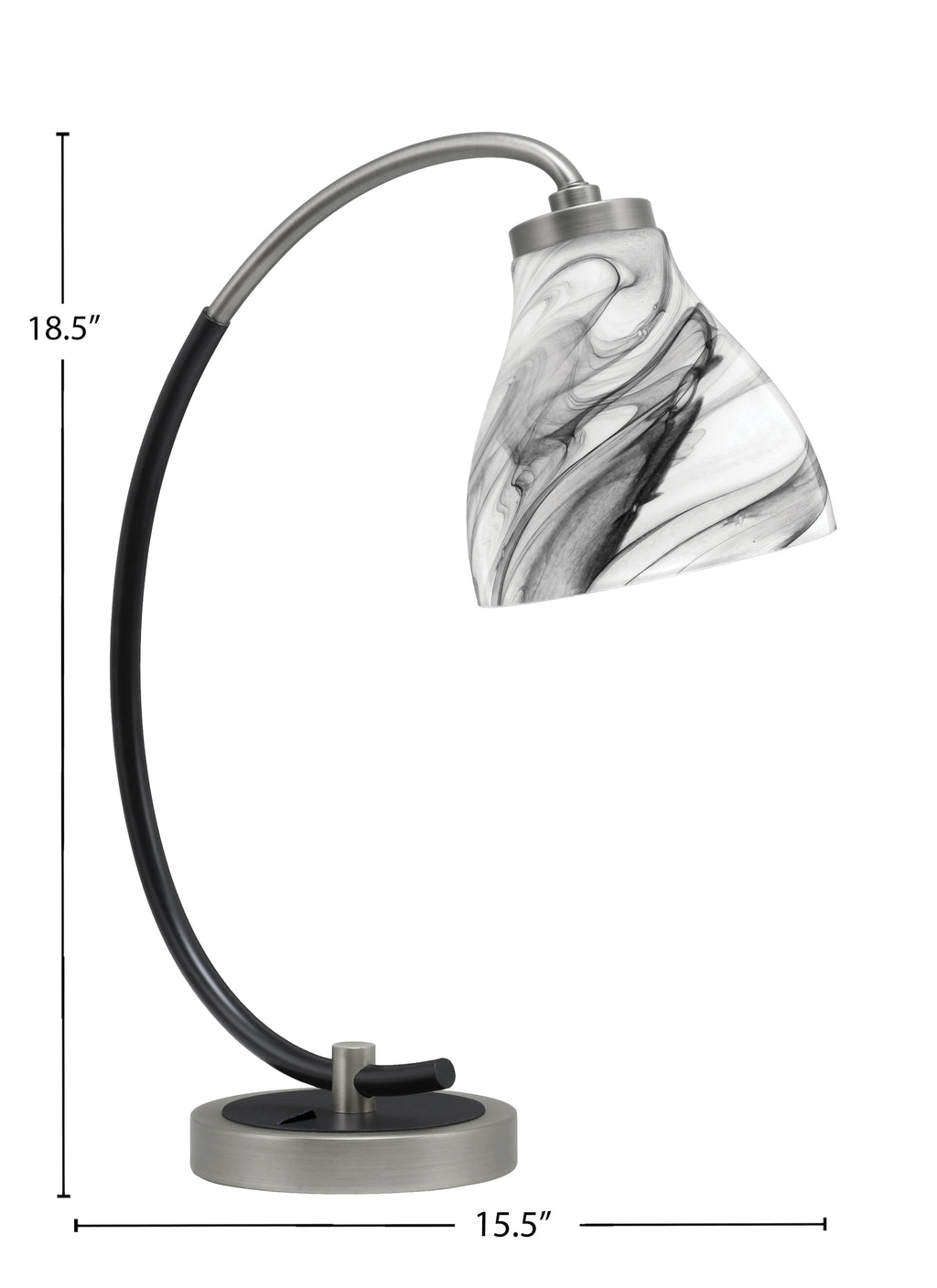 Desk Lamps One Light Desk Lamp in Graphite & Matte Black with 6.25" Onyx Swirl Shade