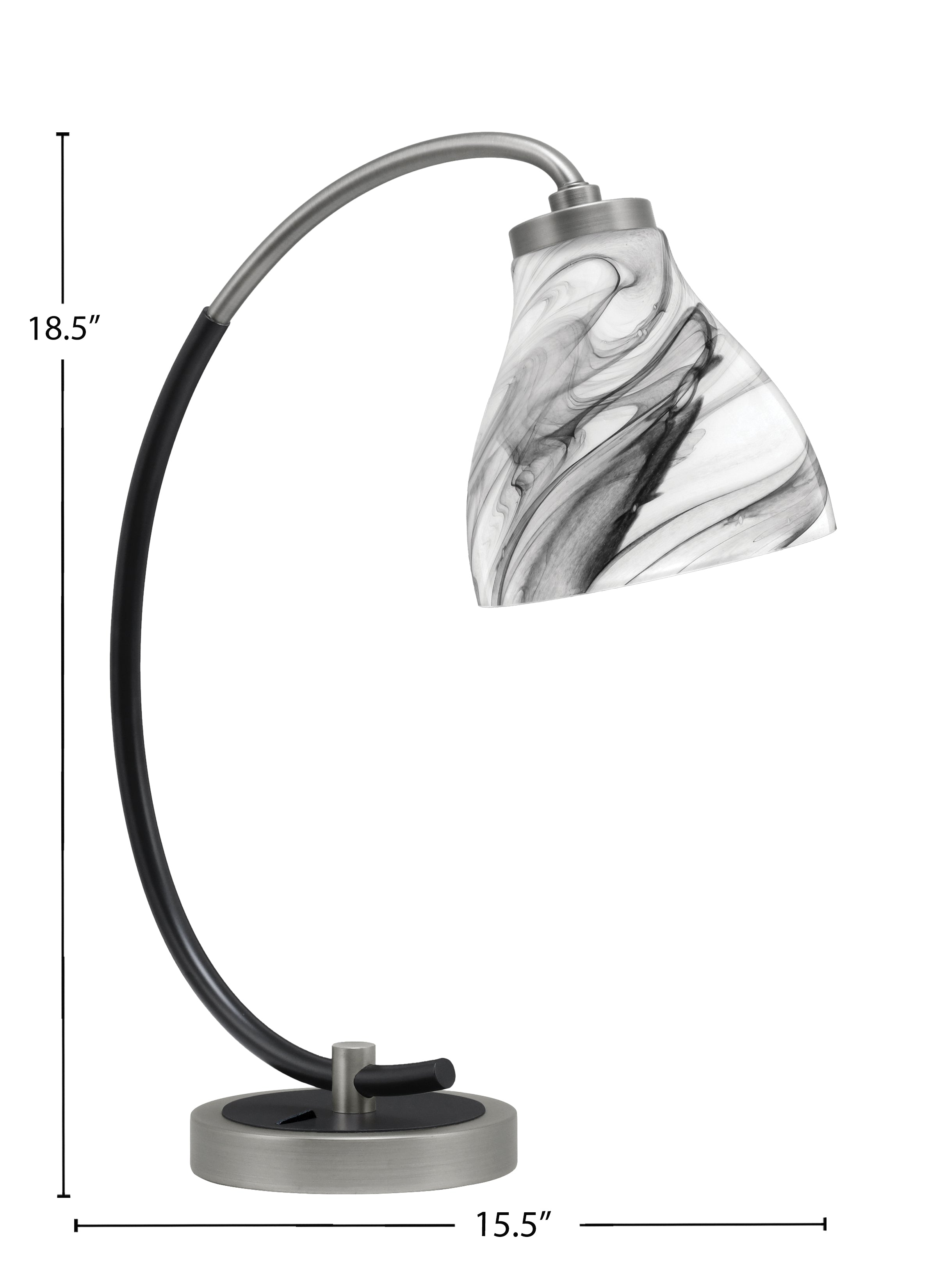 Desk Lamps One Light Desk Lamp in Graphite & Matte Black with 6.25" Onyx Swirl Shade