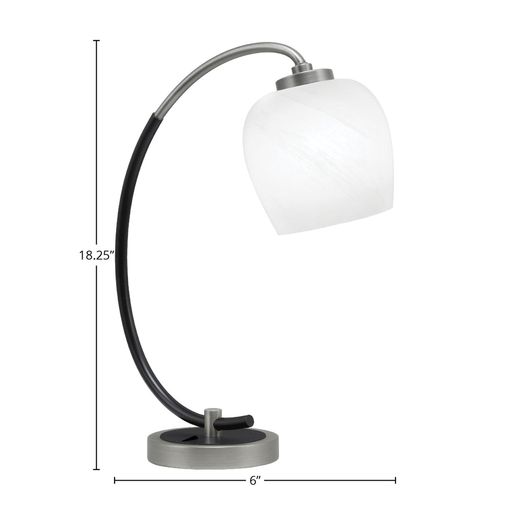 Desk Lamps One Light Desk Lamp in Graphite & Matte Black with 6" White Marble Shade