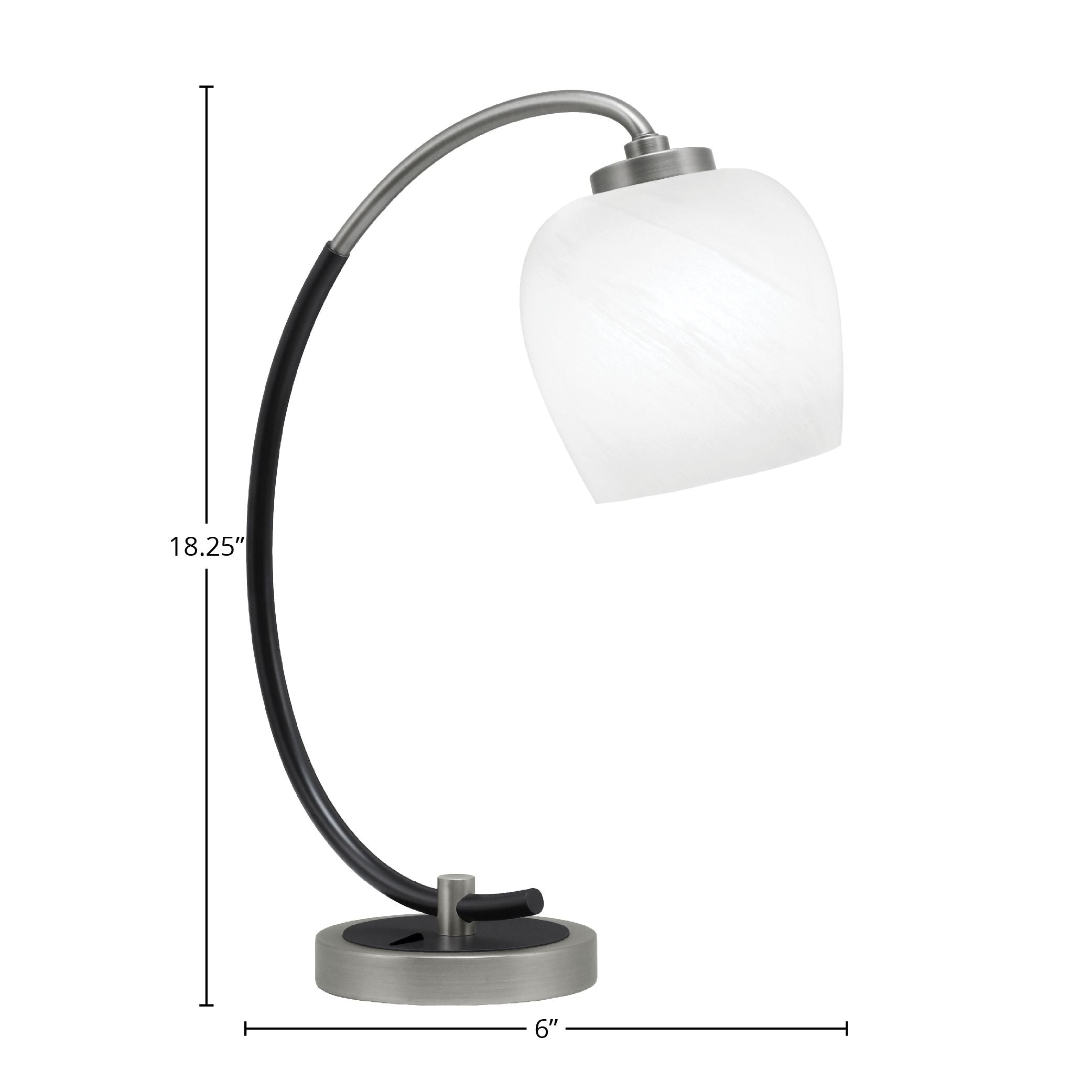 Desk Lamps One Light Desk Lamp in Graphite & Matte Black with 6" White Marble Shade