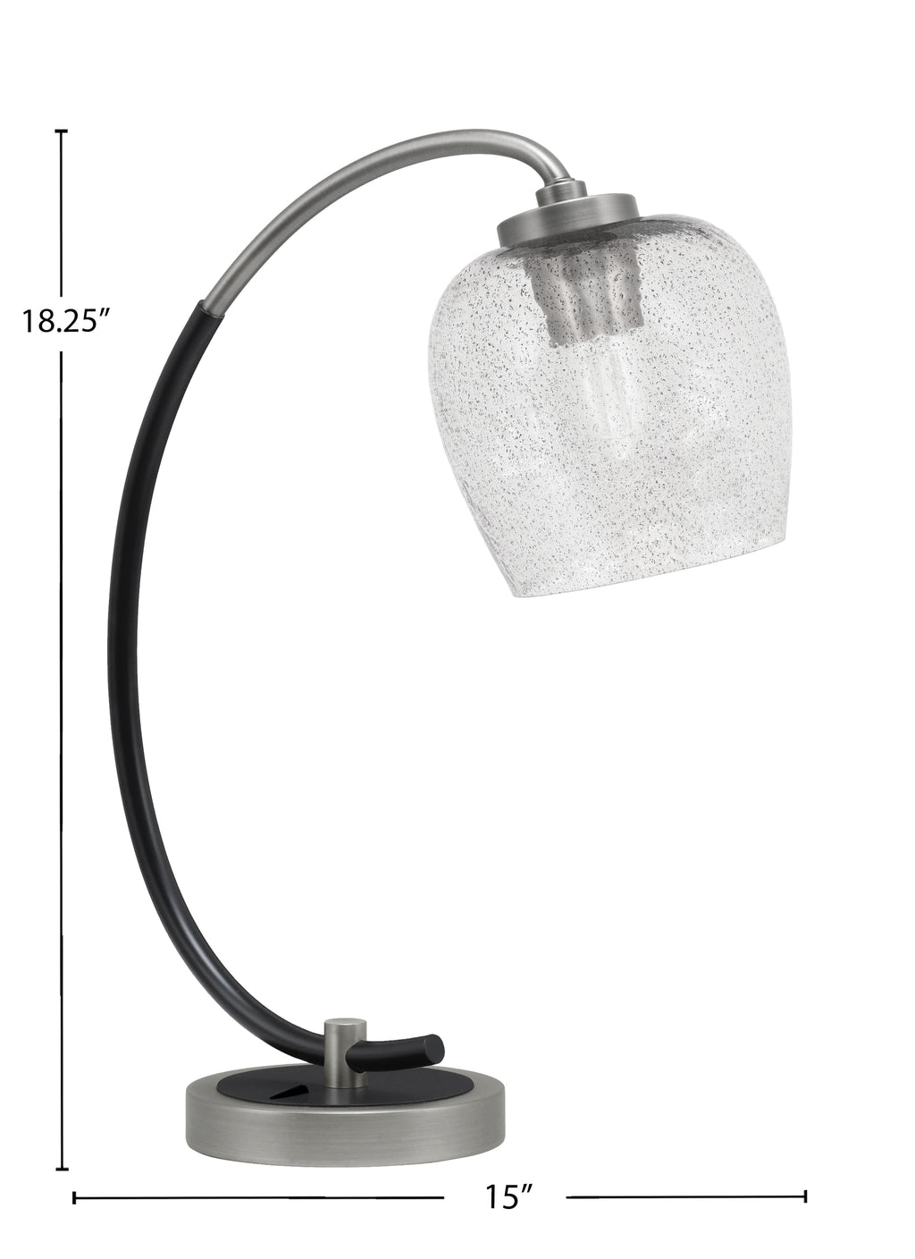 Desk Lamps One Light Desk Lamp in Graphite & Matte Black with 6" Smoke Bubble Shade