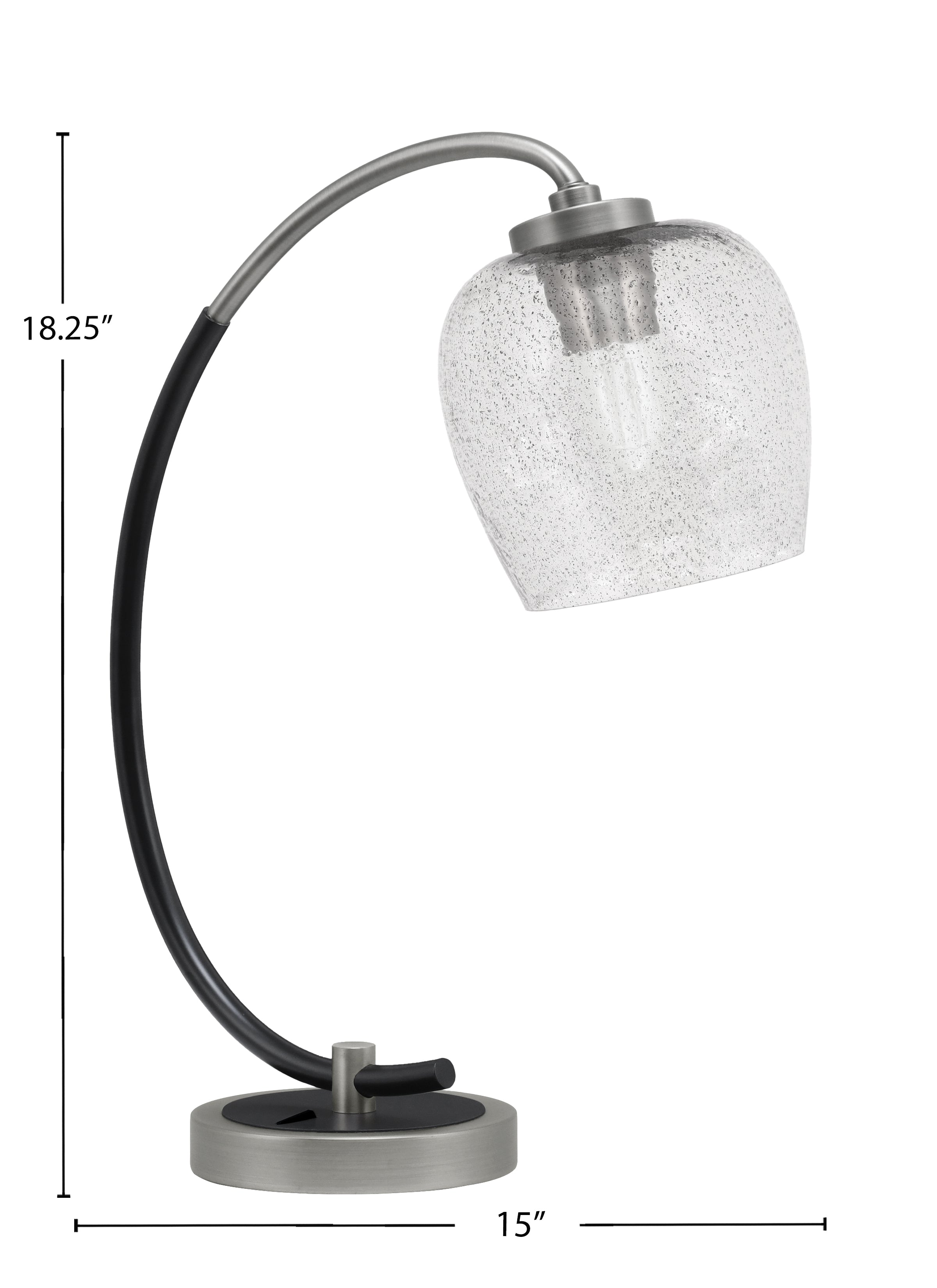 Desk Lamps One Light Desk Lamp in Graphite & Matte Black with 6" Smoke Bubble Shade