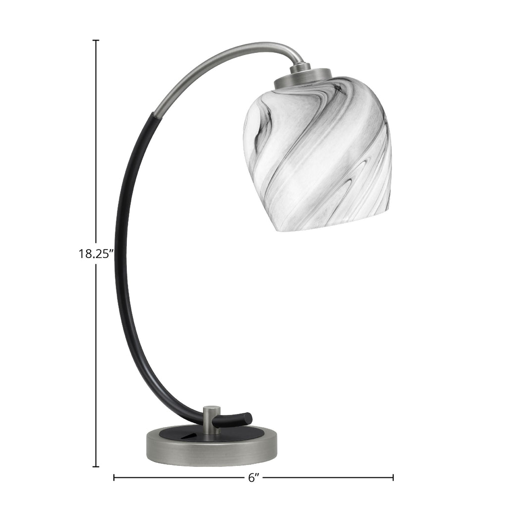 Desk Lamps One Light Desk Lamp in Graphite & Matte Black with 6" Onyx Swirl Shade