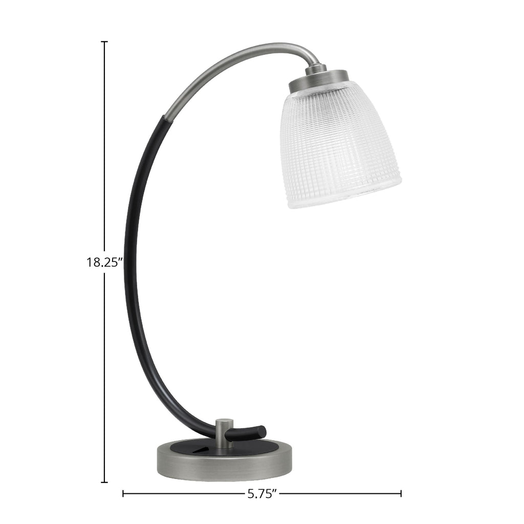 Desk Lamps One Light Desk Lamp in Graphite & Matte Black with 5" Clear Ribbed Shade