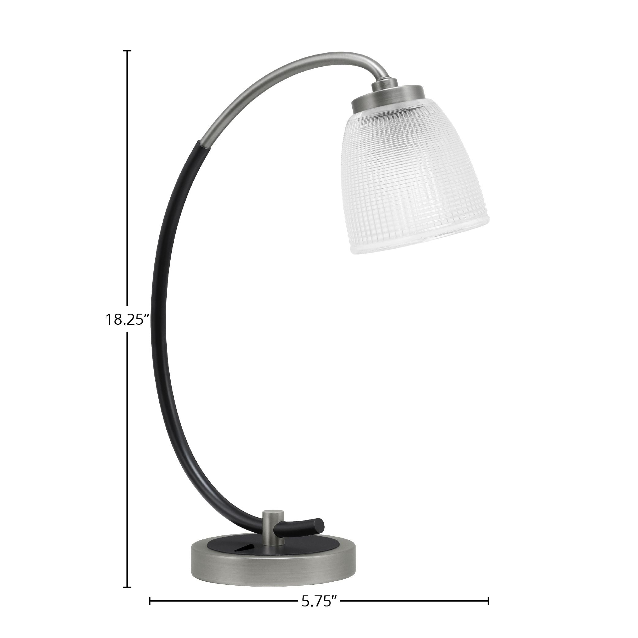 Desk Lamps One Light Desk Lamp in Graphite & Matte Black with 5" Clear Ribbed Shade
