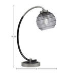 Desk Lamps One Light Desk Lamp in Graphite & Matte Black with 6" Smoke Ribbed Shade