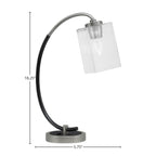 Desk Lamps One Light Desk Lamp in Graphite & Matte Black with 4" Square Clear Bubble Glass Shade