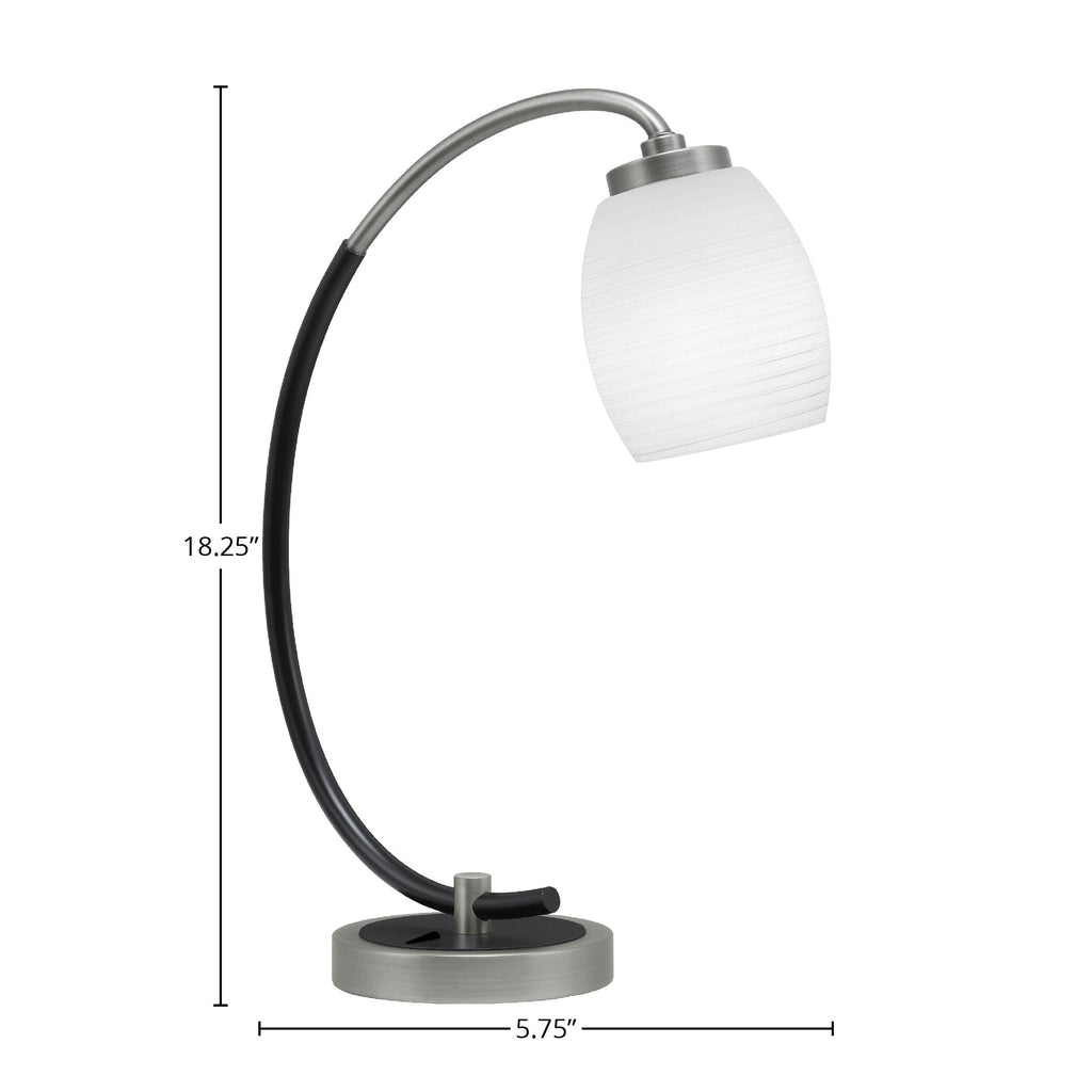 Desk Lamps One Light Desk Lamp in Graphite & Matte Black with 5" White Linen Shade