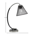 Desk Lamps One Light Desk Lamp in Graphite & Matte Black with 7" Matte Black Cone Mesh Metal Shade Shade