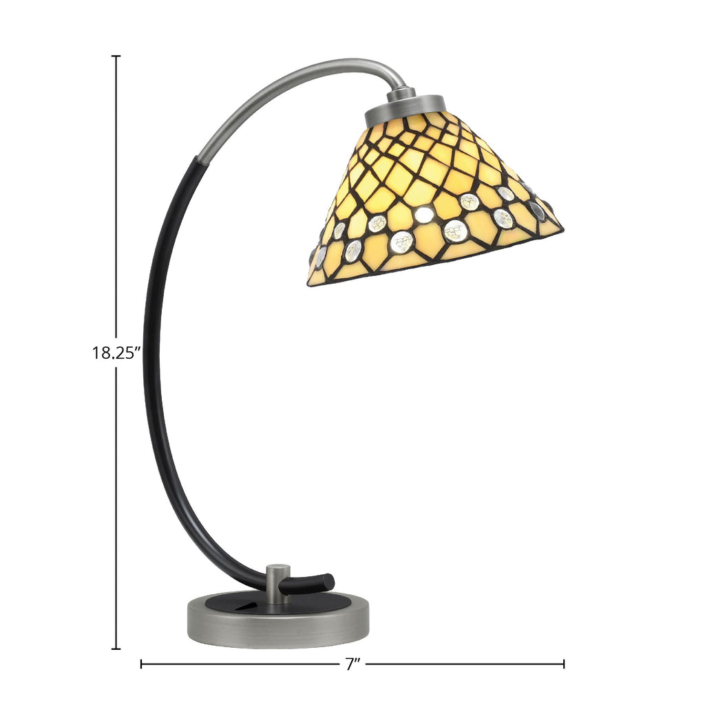 Desk Lamps One Light Desk Lamp in Graphite & Matte Black with 7" Starlight Art Glass Shade