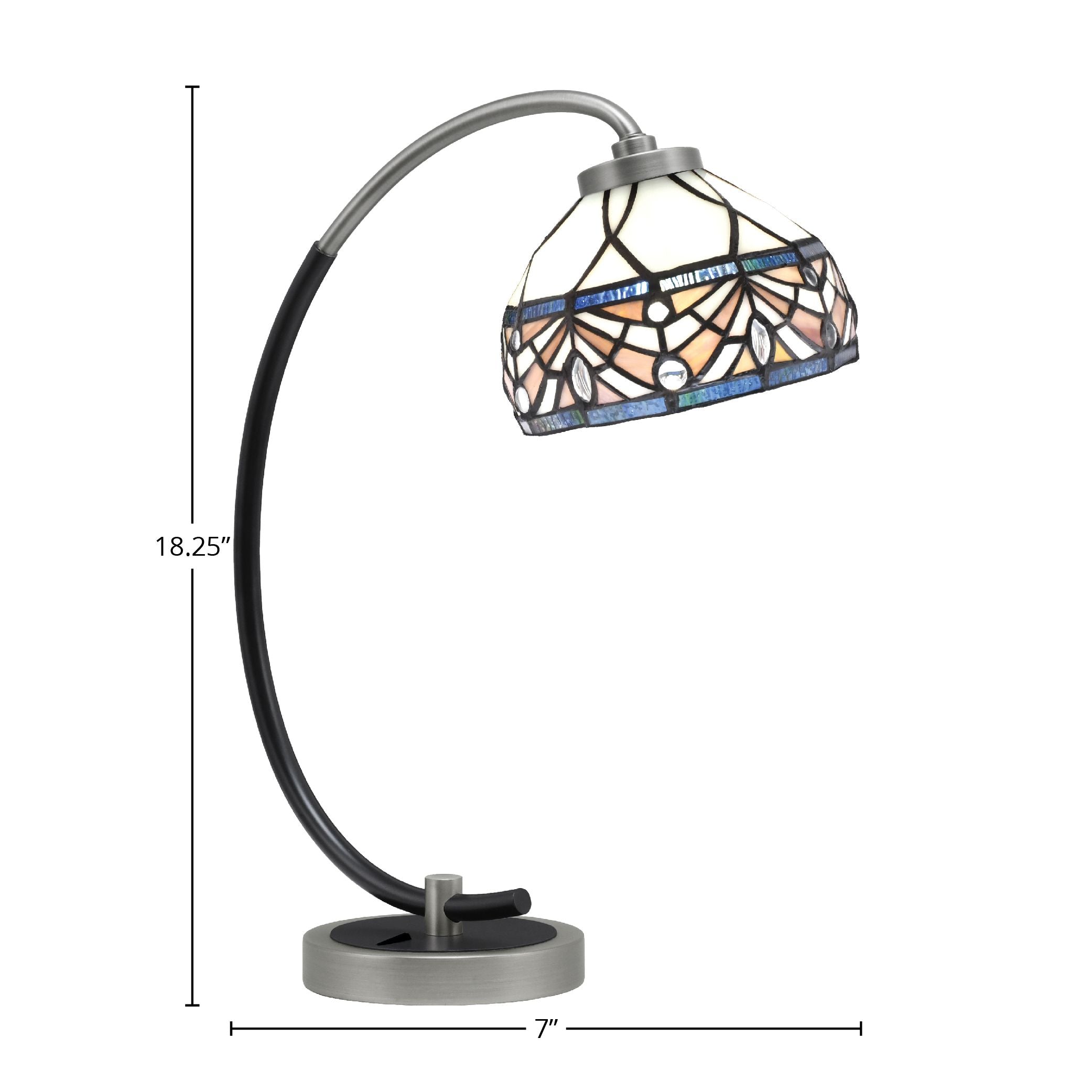 Desk Lamps One Light Desk Lamp in Graphite & Matte Black with 7" Royal Merlot Art Glass Shade