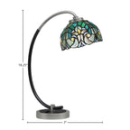 Desk Lamps One Light Desk Lamp in Graphite & Matte Black with 7" Turquoise Cypress Art Glass Shade