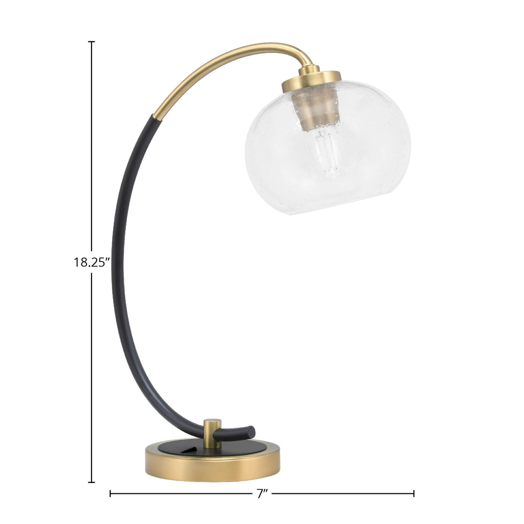 Desk Lamps One Light Desk Lamp in Matte Black & New Age Brass with 7" Clear Bubble Shade