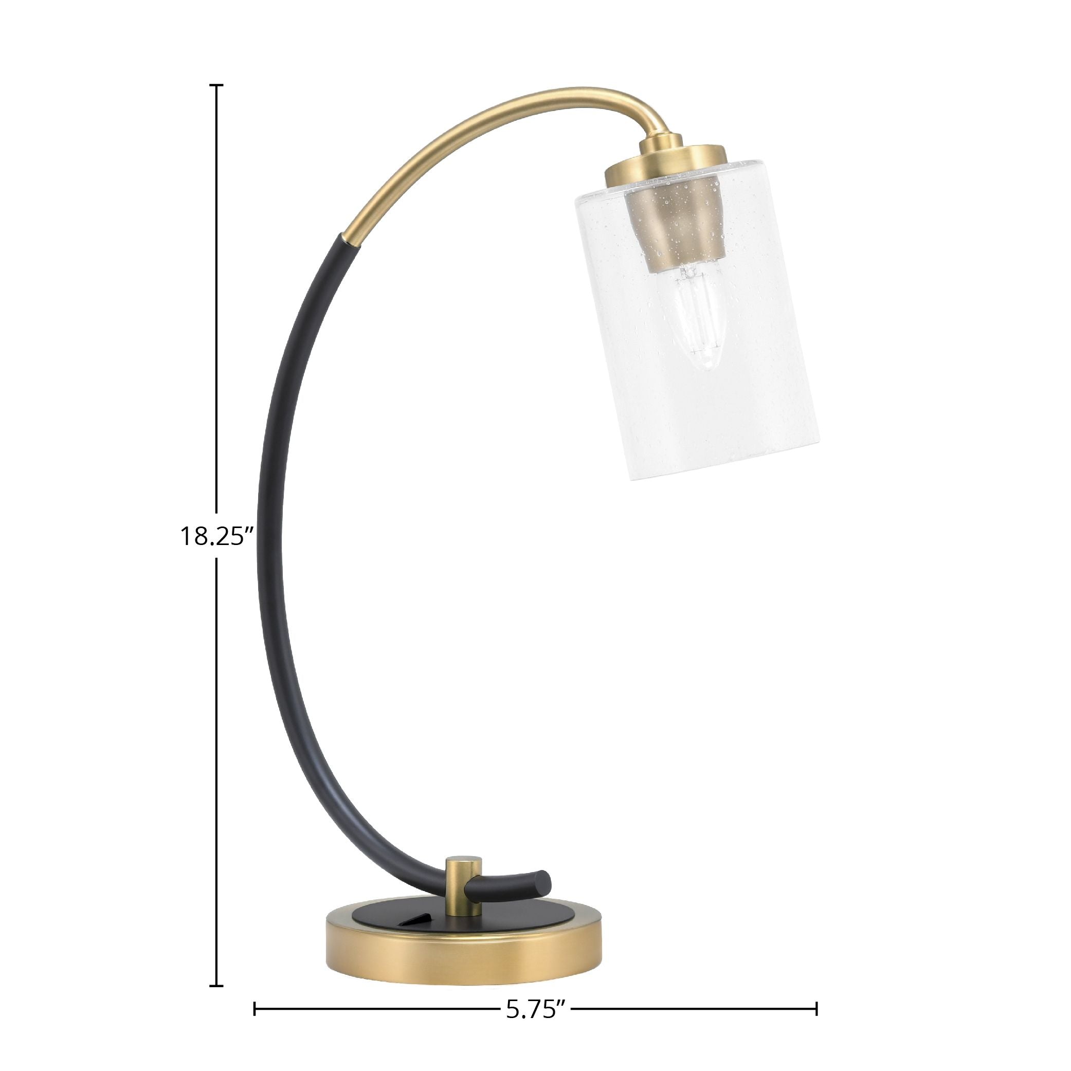 Desk Lamps One Light Desk Lamp in Matte Black & New Age Brass with 4" Clear Bubble Shade