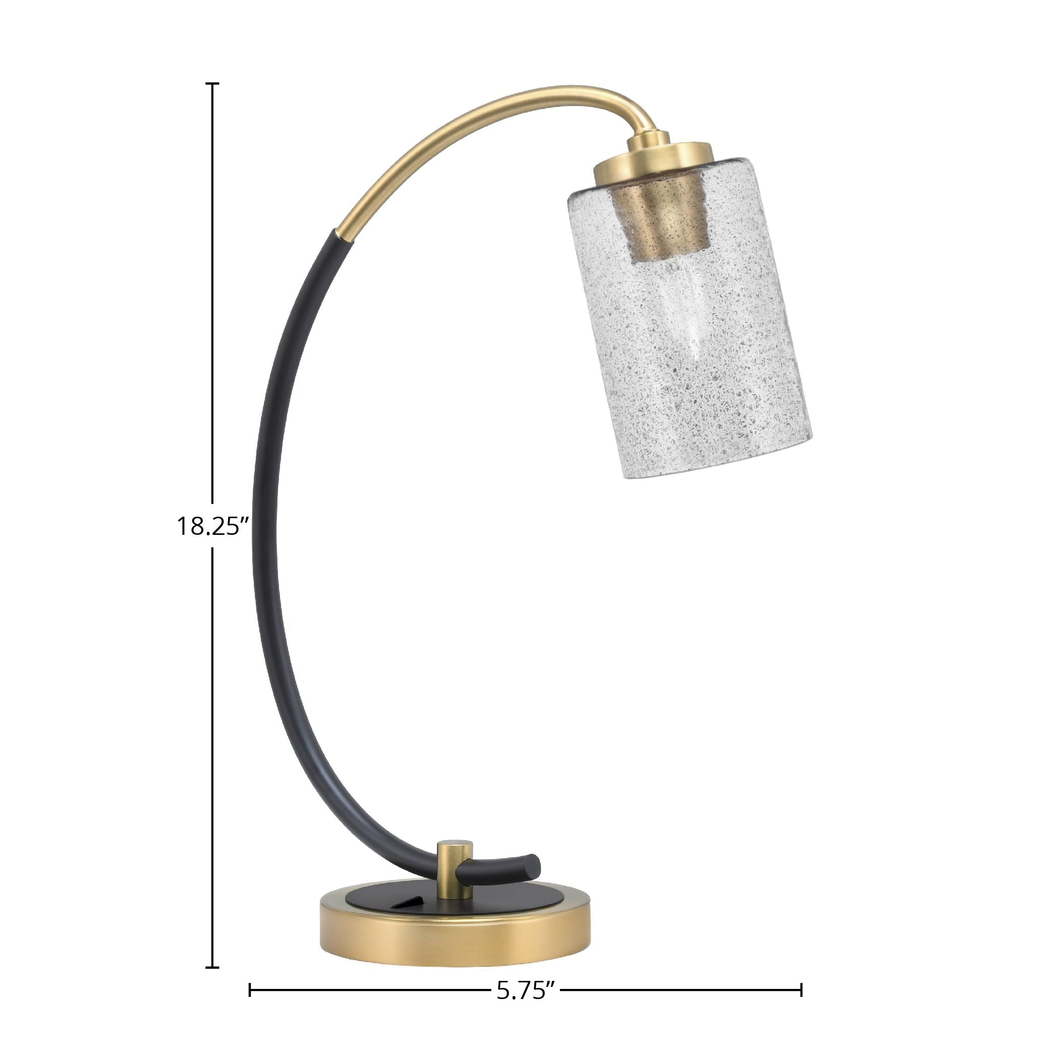 Desk Lamps One Light Desk Lamp in Matte Black & New Age Brass with 4" Smoke Bubble Shade