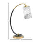 Desk Lamps One Light Desk Lamp in Matte Black & New Age Brass with 4" Onyx Swirl Shade