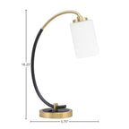 Desk Lamps One Light Desk Lamp in Matte Black & New Age Brass with 4" White Muslin Shade