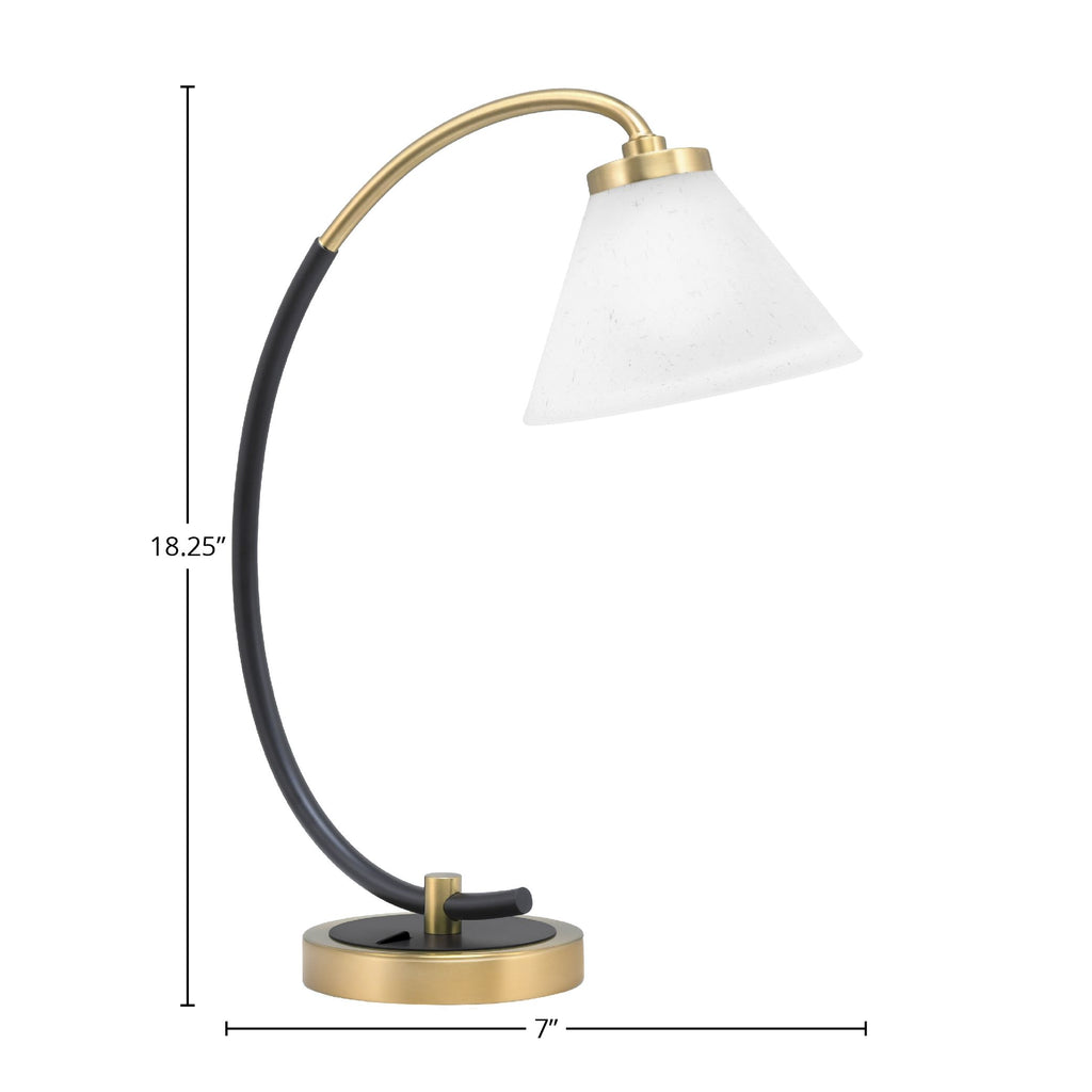 Desk Lamps One Light Desk Lamp in Matte Black & New Age Brass with 7" White Muslin Shade