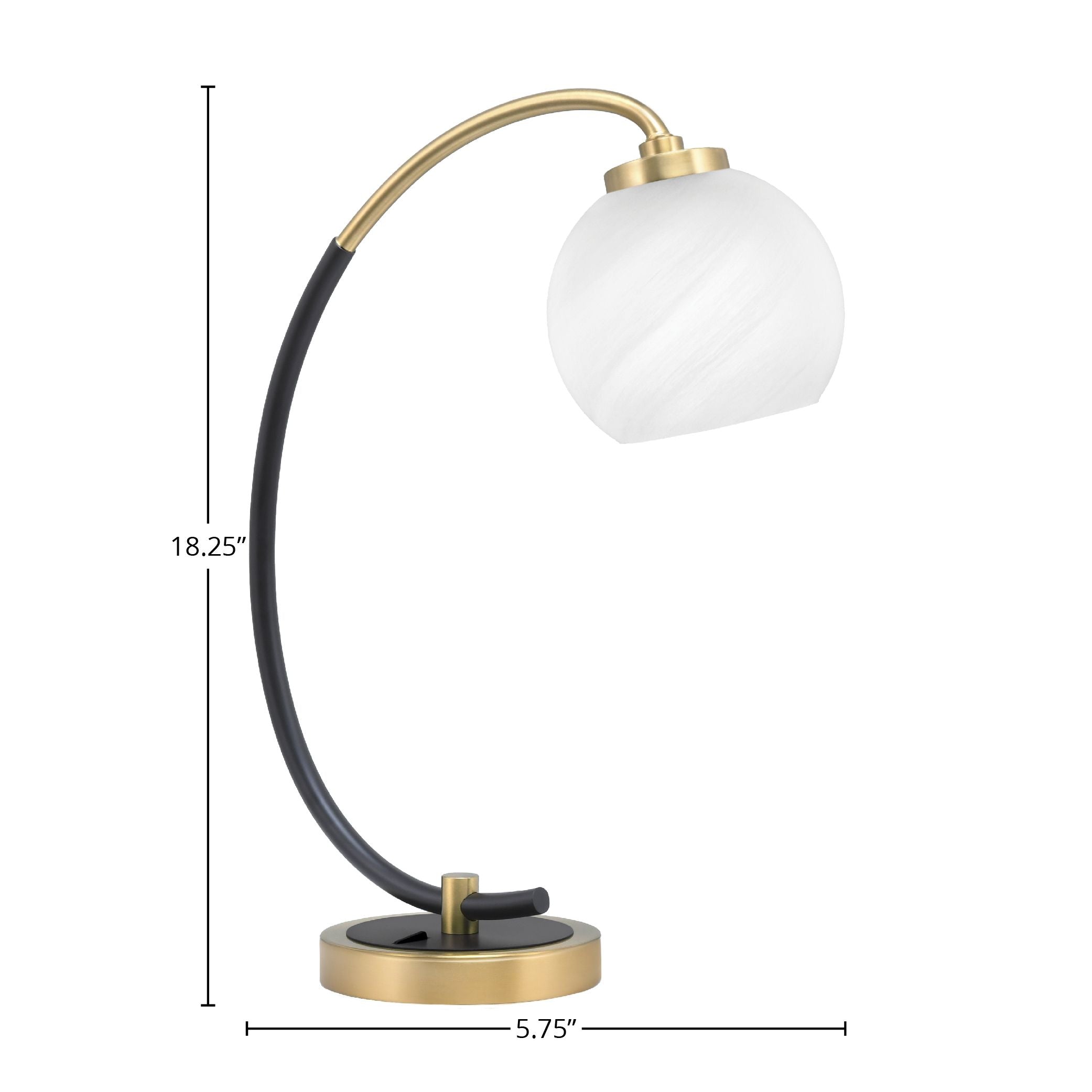 Desk Lamps One Light Desk Lamp in Matte Black & New Age Brass with 5.75" White Marble Shade