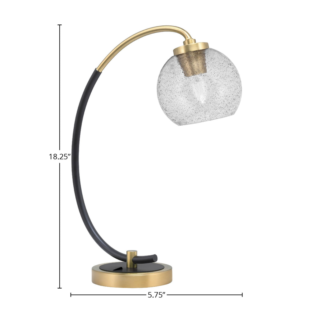 Desk Lamps One Light Desk Lamp in Matte Black & New Age Brass with 5.75" Smoke Bubble Shade