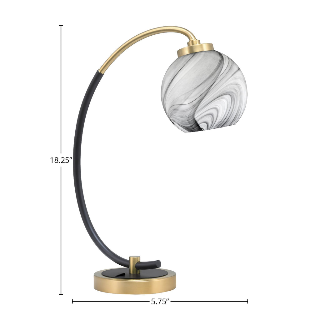 Desk Lamps One Light Desk Lamp in Matte Black & New Age Brass with 5.75" Onyx Swirl Shade