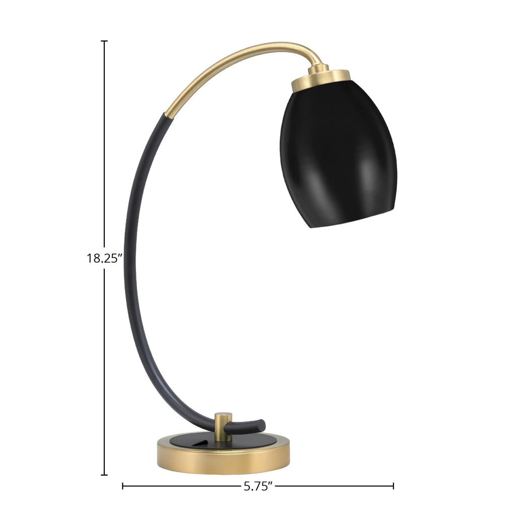 Desk Lamps One Light Desk Lamp in Matte Black & New Age Brass with 5" Matte Black Oval Metal Shade Shade