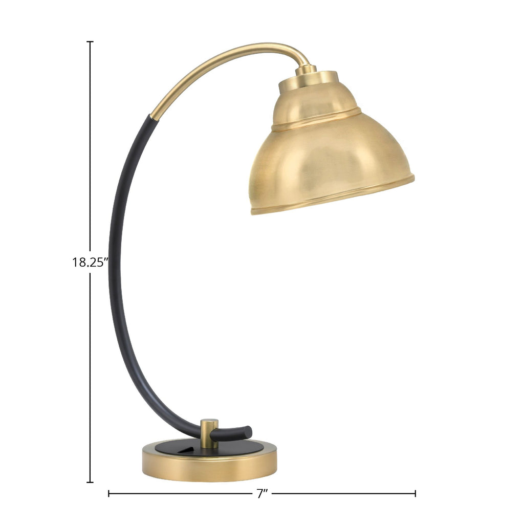 Desk Lamps One Light Desk Lamp in Matte Black & New Age Brass with 7" New Age Brass Cone Metal S hade Shade