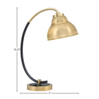 Desk Lamps One Light Desk Lamp in Matte Black & New Age Brass with 7" New Age Brass Cone Metal S hade Shade