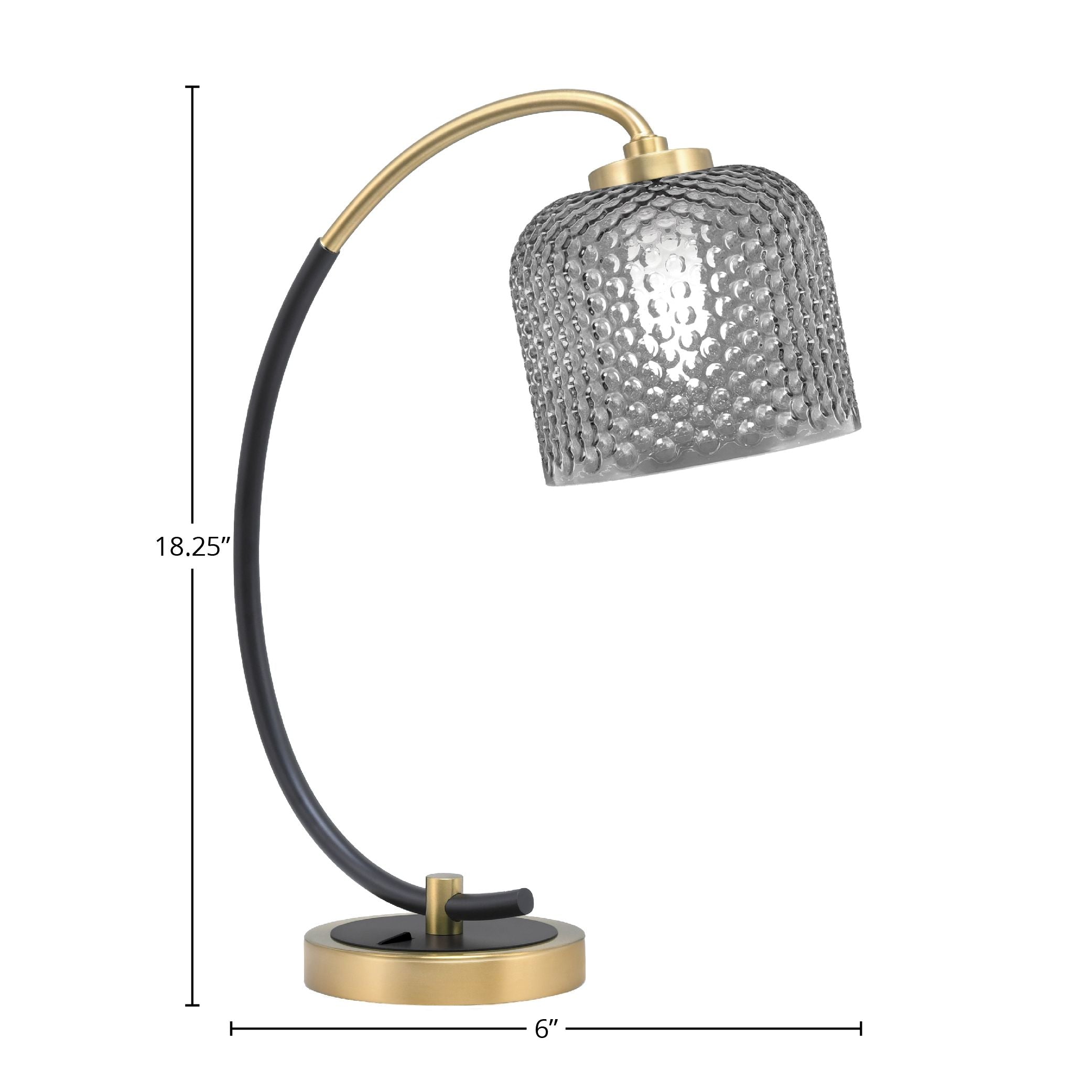 Desk Lamps One Light Desk Lamp in Matte Black & New Age Brass with 6" Smoke Textured Shade