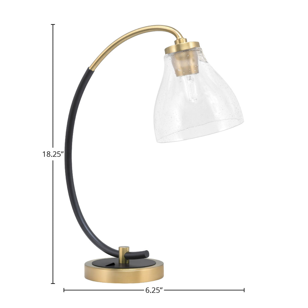 Desk Lamps One Light Desk Lamp in Matte Black & New Age Brass with 6.25" Clear Bubble Shade