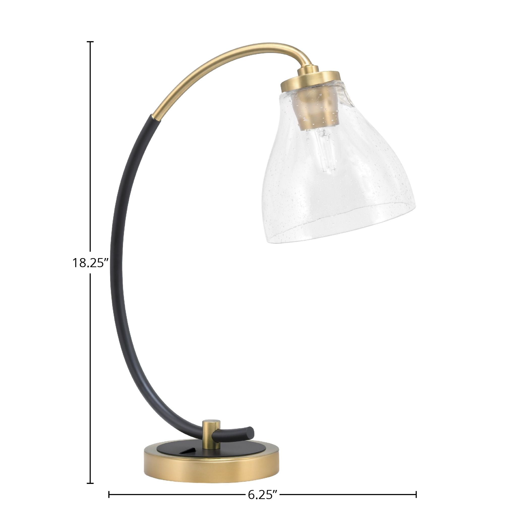 Desk Lamps One Light Desk Lamp in Matte Black & New Age Brass with 6.25" Clear Bubble Shade