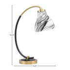 Desk Lamps One Light Desk Lamp in Matte Black & New Age Brass with 6.25" Onyx Swirl Shade